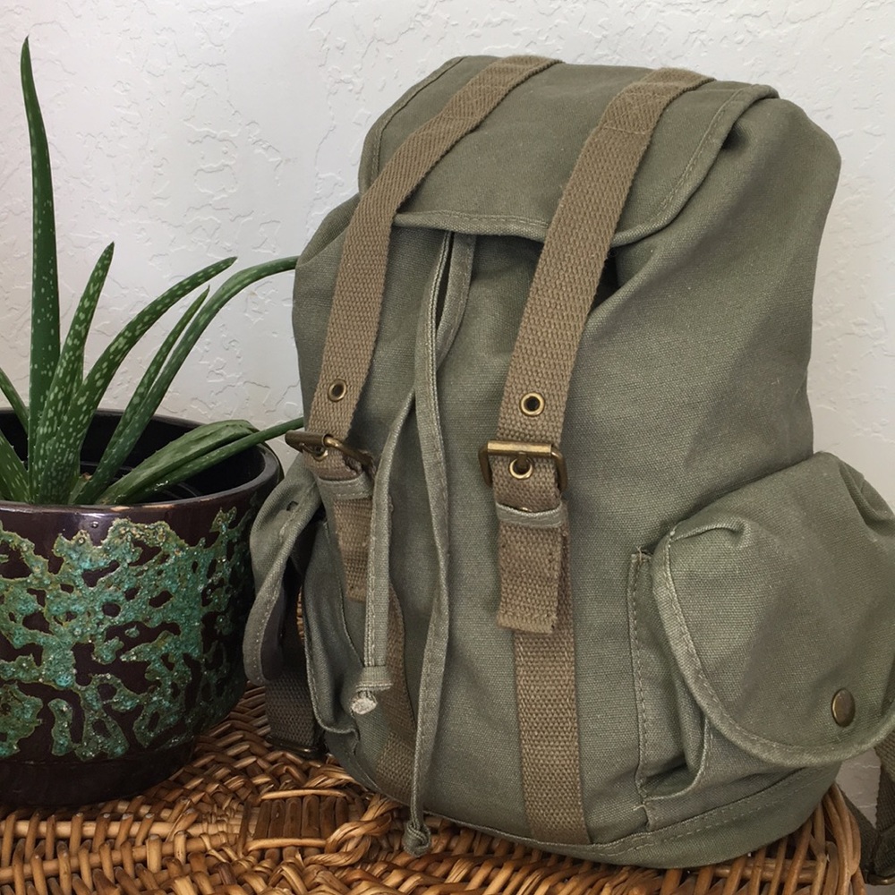 Backpack Day Pack Green Overnight Bag Hiking boho